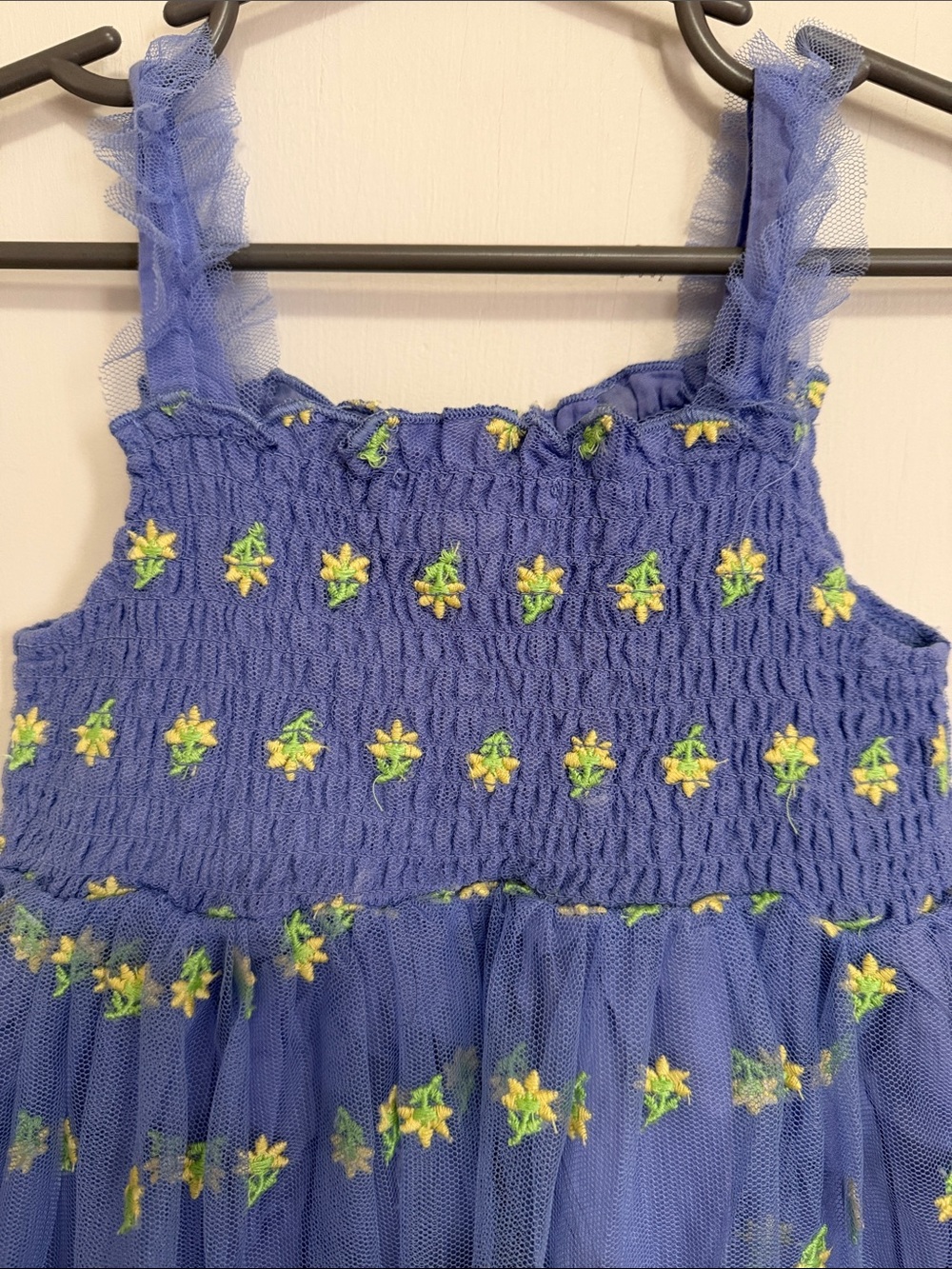 Peek Lavender Tulle Smocked Dress with Yellow-Green Floral Accents - Picture 4 of 4